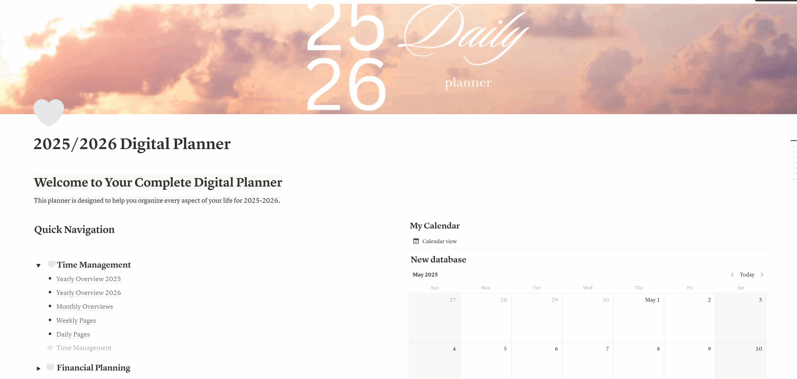 Comprehensive 25/26 Notion Daily Planner Bundle